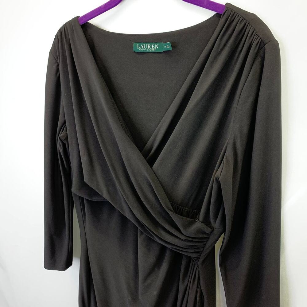 Lauren Ralph Lauren Classic Black 3/4 Sleeve Midi Dress Women's size 12 - Picture 1 of 7